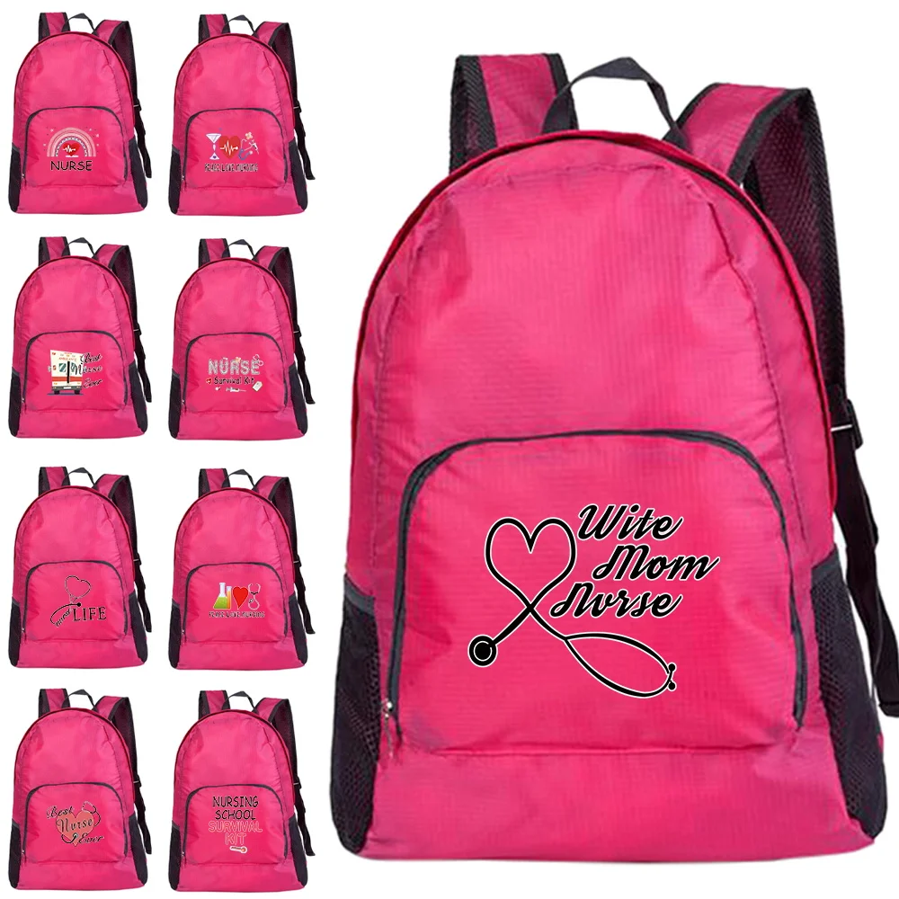 

Hiking Daypack Foldable Company Activity Outdoor Travel Bags Reusable Eco-friendly Storage Backpack Nurse Printing Serie