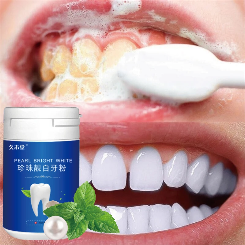 Herbal Dentes Branqueamento Pó Remover Placa Manchas Creme dental Higiene Oral Essência Limpeza Cuidados Dentes Dentalmente Ferramentas 50g