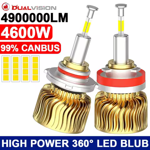 4900W H7 LED Canbus 360 H1 HB3 HB4 9012 Turbo Bi Led Projector Lens H11 H8 9005 9006 Car Headlight Bulb Auto Fog Lamp 6000K Bulb