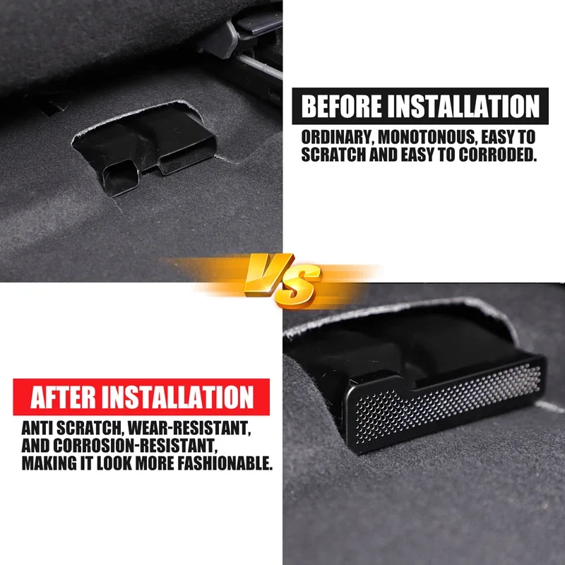 

For Toyota Land Cruiser Prado 250 LC250 2024+ Stainless Steel Black Car Seat Lower Air Vent Dust Cover Sticker Car Accessories