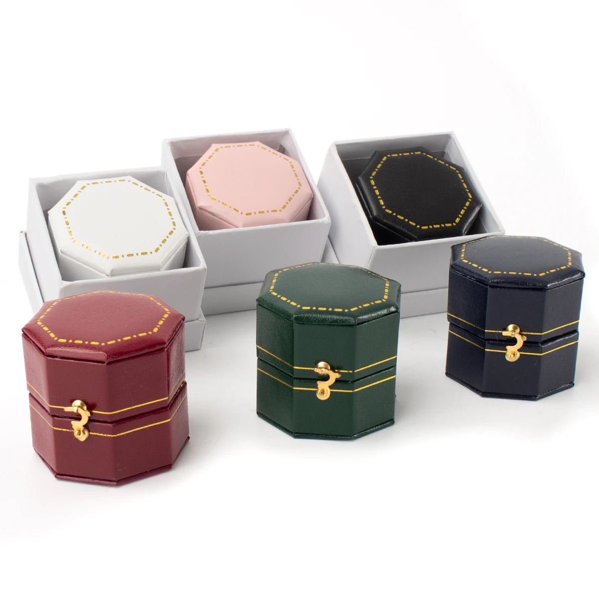 Boîte à matiques octogonale vintage pour fille et femme, accessoires de bijoux, garniture dorée, offre spéciale, promotion des ventes