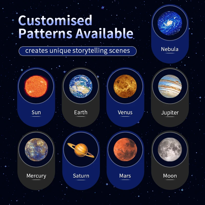 5V USB 프로젝터 라이트 달 지구 행성 야간 조명 전환 가능한 패턴 LED 프로젝터 램프 방 천장 창문 벽 장식용