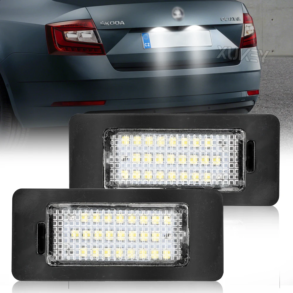 2PC Automatyczne białe oświetlenie tablicy rejestracyjnej LED CANbus do SKODA Octavia 3 5E A7 Rapid Facelift Fabia MK2 MK3 Yeti Superb B6