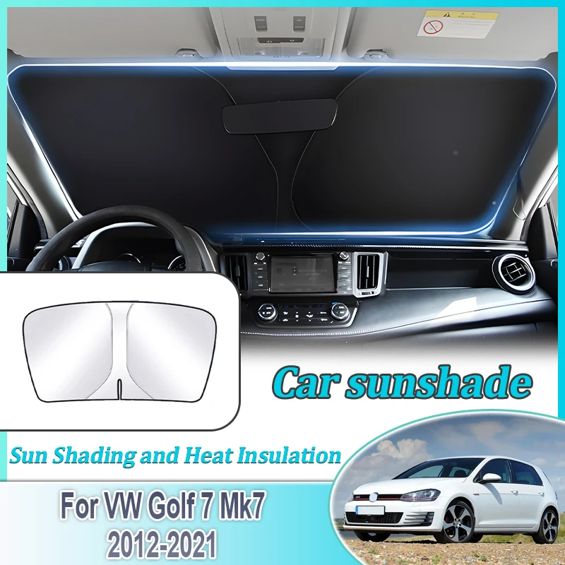 

Для Volkswagen VW Golf 7 Mk7 2012 2013 ~ 2021 автомобильные солнцезащитные козырьки с защитой от УФ-лучей, стальное кольцо, солнцезащитный козырек на лобовое стекло, аксессуары