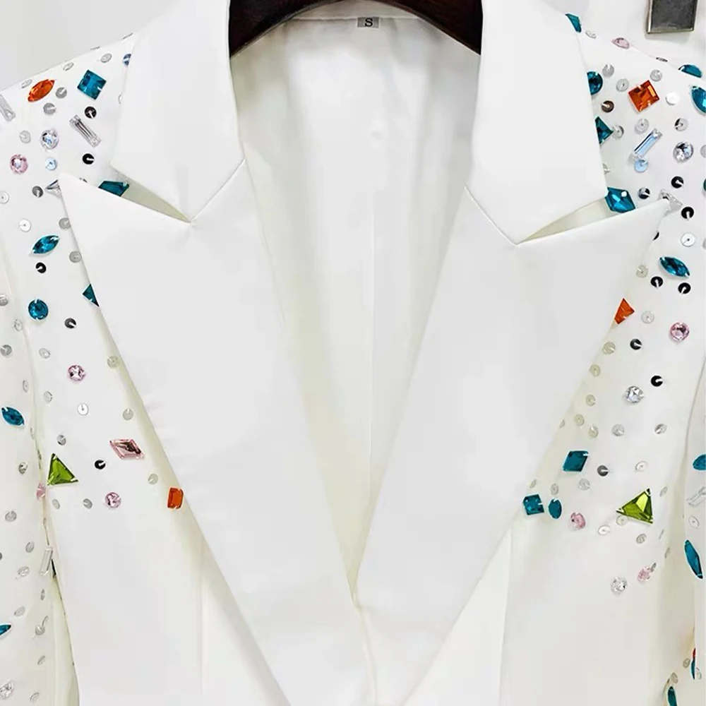 Blazer et pantalon évasé à bouton unique pour femmes, ensemble de diamants de luxe, olympiques formels, fête de célébrité, le plus récent, 2023