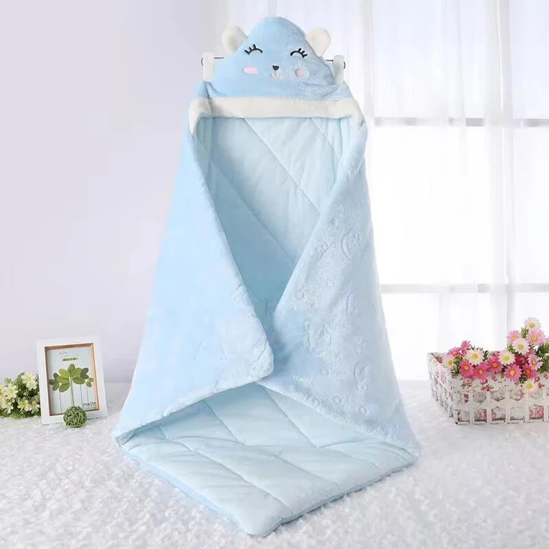 Newborn Delivery Room Swaddling Blanket Autumn Winter Thicken Baby Wrapping Blanket Cartoon Style Baby Cotton Sleeping Bag