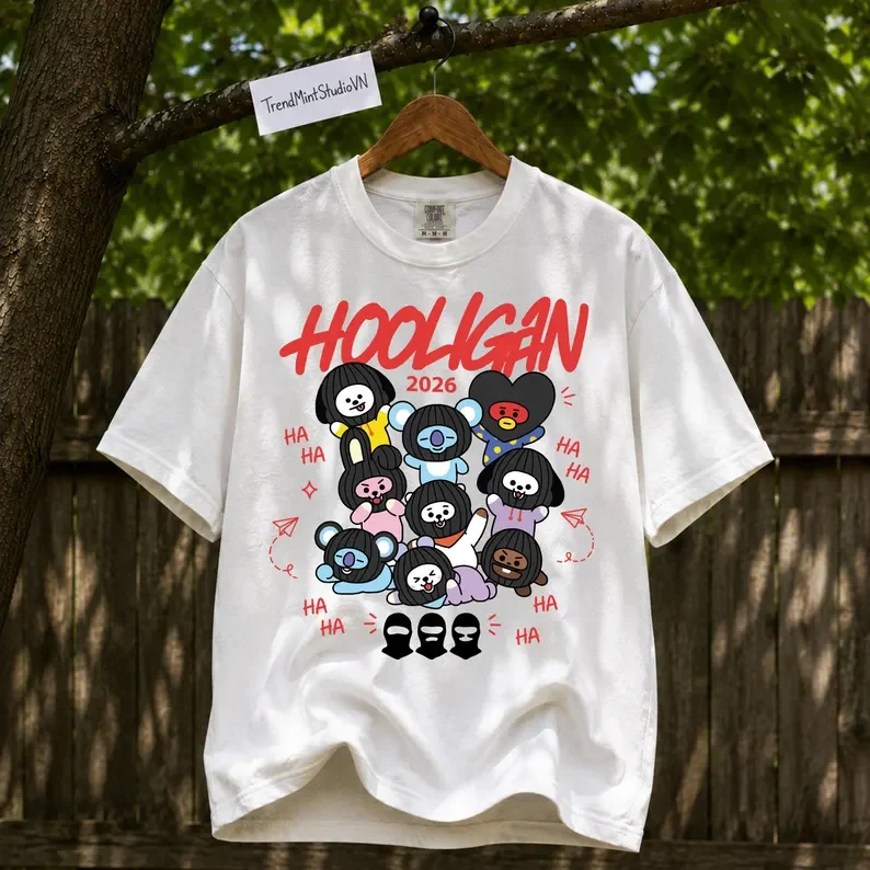 2026 BT21 T-Shirt unisex 100% Cotton Golden Maknae Graphic Short Sleeve Men's and Women's Casual Y2K round neck Loose Tee