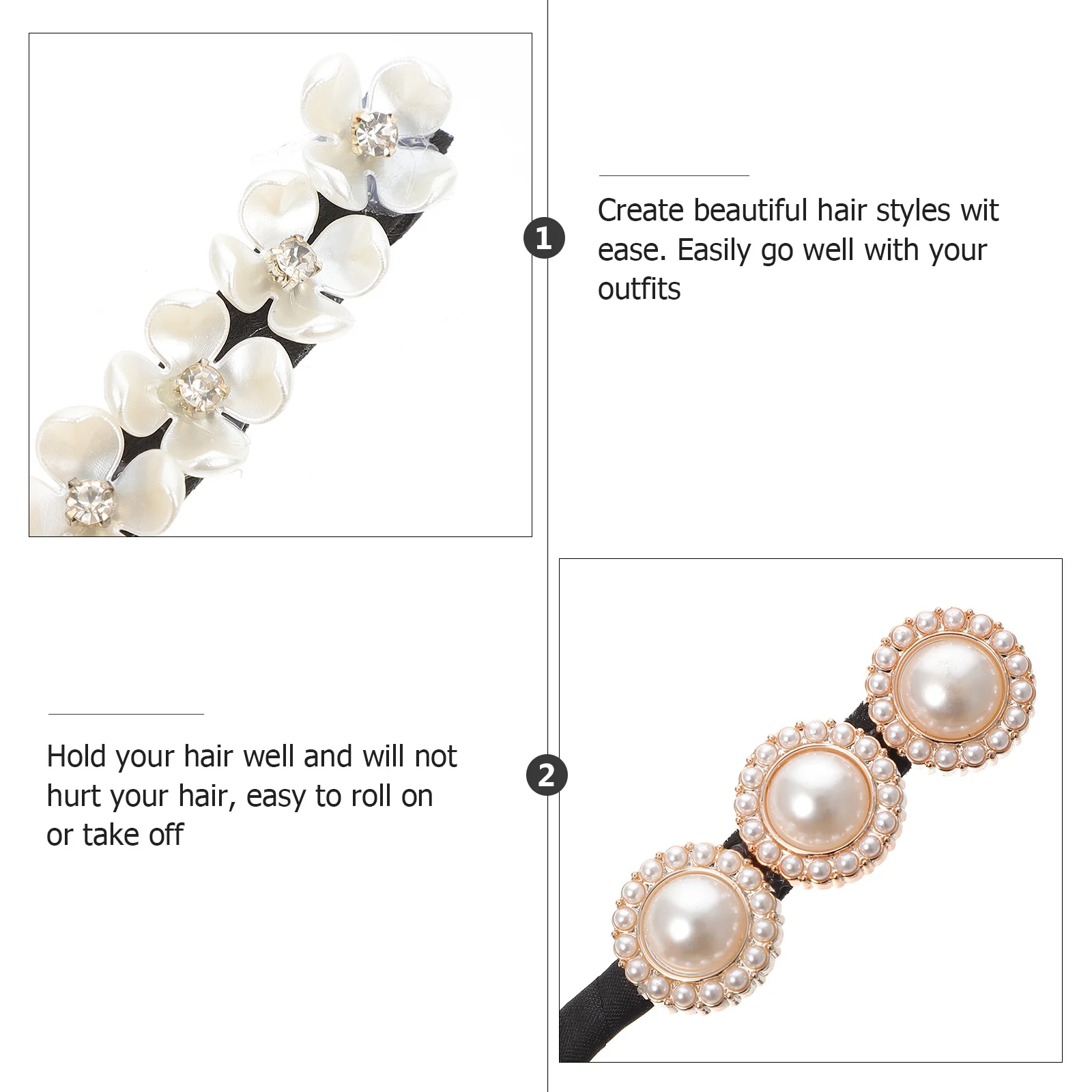 

3Pcs Pearl Hair Bun Shaper Elegant Bun Curler Accessory for Women Fast Easy Hairstyle Solution for Dance Clubbing Outings