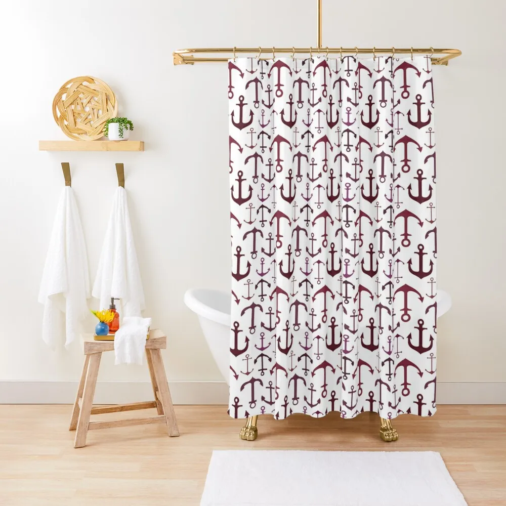 

Red Anchors Shower Curtain Luxury Bathroom Transparent Bathroom Shower Shower For Bathroom Set Set Curtain