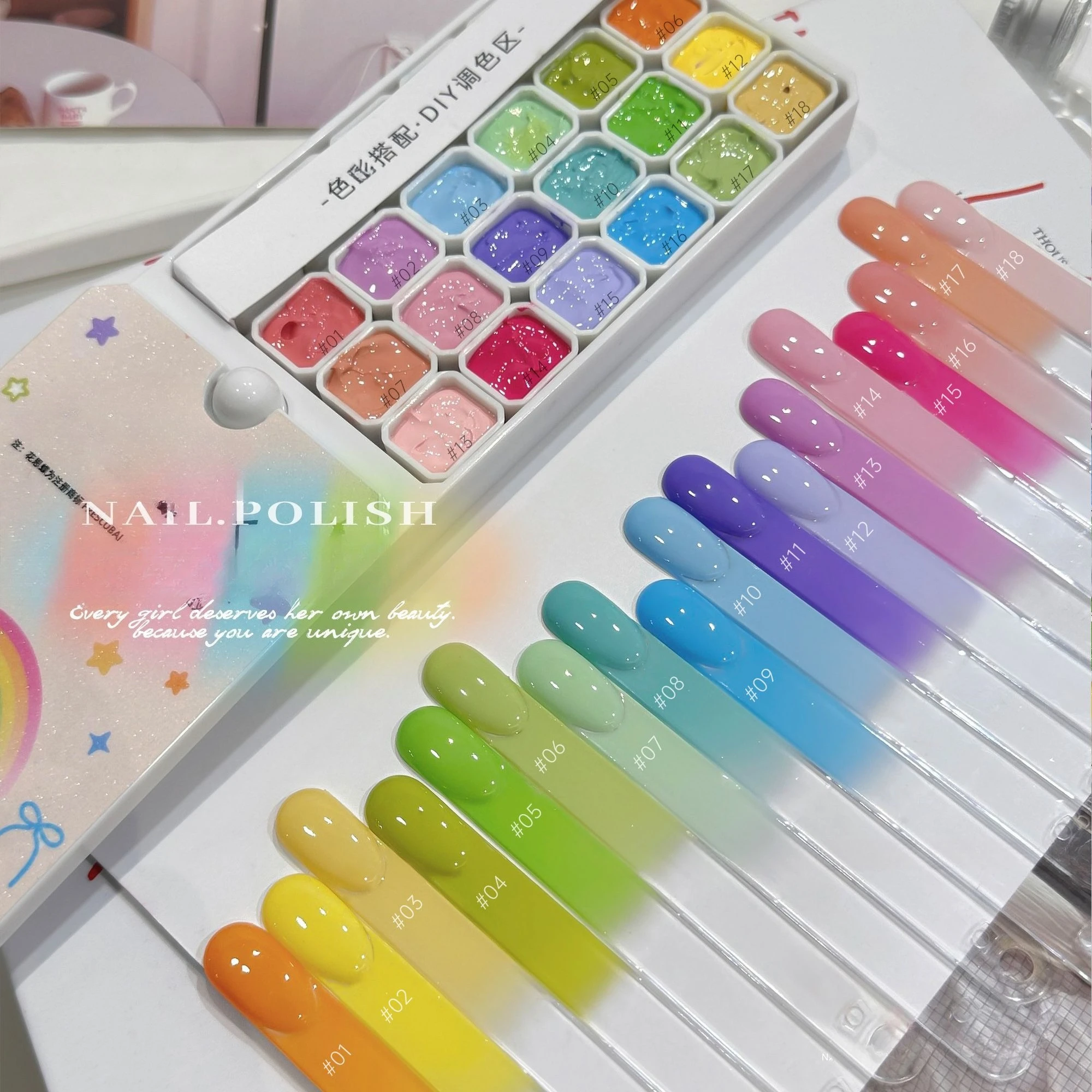 

18 Colors 4 In 1 Pat Painting Gel Y2K Gradient Blush Color Semi Permanent Soak Off UV&LED Gel Nail Art Creation Salon DIY
