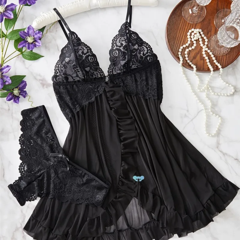 

Тюлевое ультра сексуальное кружевное белье, ночные рубашки, боди на шнуровке, с лямкой на шее, глубоким V-образным вырезом, платье Babydoll, сексуальное боди с открытой спиной, полые Тедди