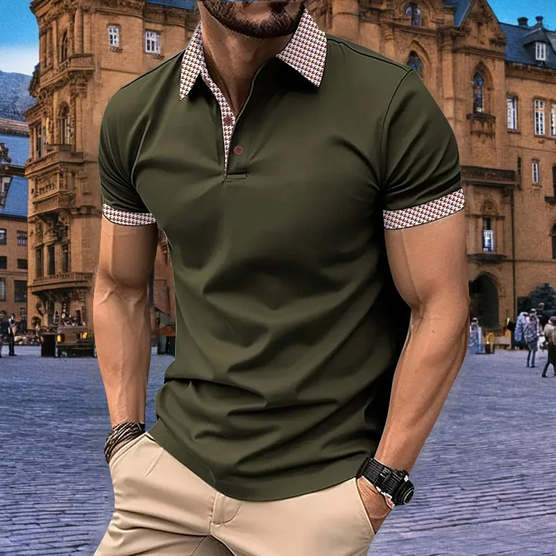 Polo a maniche corte casual da uomo nuova estate T-shirt con risvolto moda ufficio Polo traspirante da uomo Abbigliamento da uomo