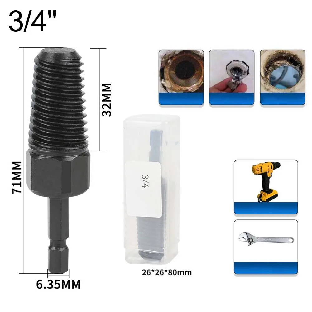 3-Piece Hex Shank Broken Screw Extractor Set For 1/2 3/4 1 Inch Water Pipe Faucet Plumbing Repair Tool