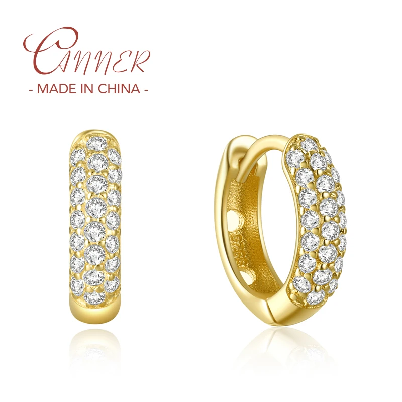 CANNER 925 Sterling Silver Circle Hoop Earrings 6mm/8mm/10mm Fashion Luxury Multi-row Classic Versatile Zircon Earrings Jewelry