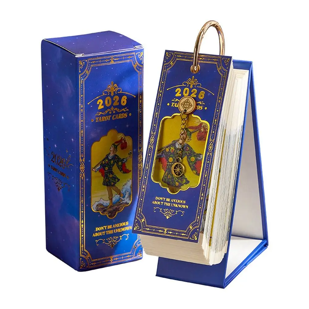 

Vintage Oil Painting 2026 Card Calendar Inspirational Quotes Gold Ring Binding Daily Planner Paper One-Way Page Turn