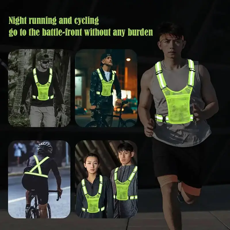 Unisex High‑Visibility Reflective Vest, Safe Jacket for Night Riding Running Jogging Cycling Motorcycle Outdoor Sports