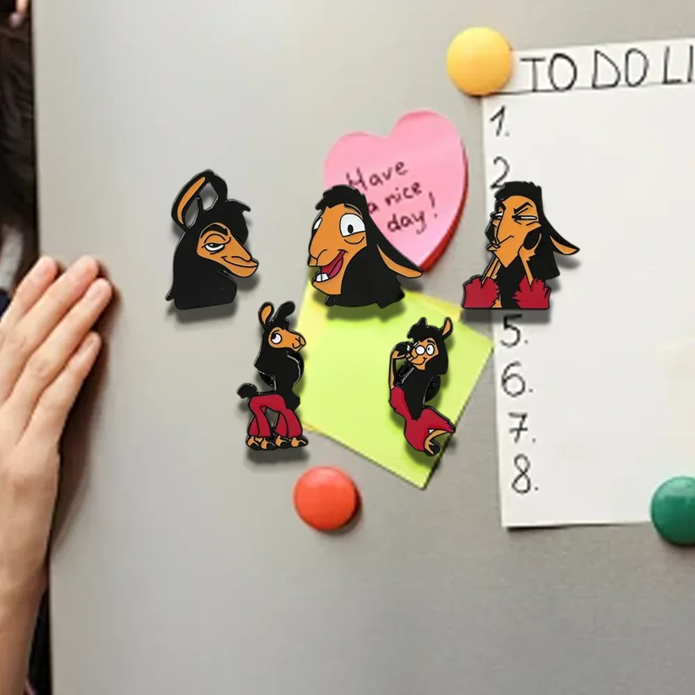 6 قطعة الكرتون أنيمي الإمبراطور الأخدود الجديد الإبداعية اللاما رائعة الفردية بروش مغناطيس الثلاجة هدية الزخرفية