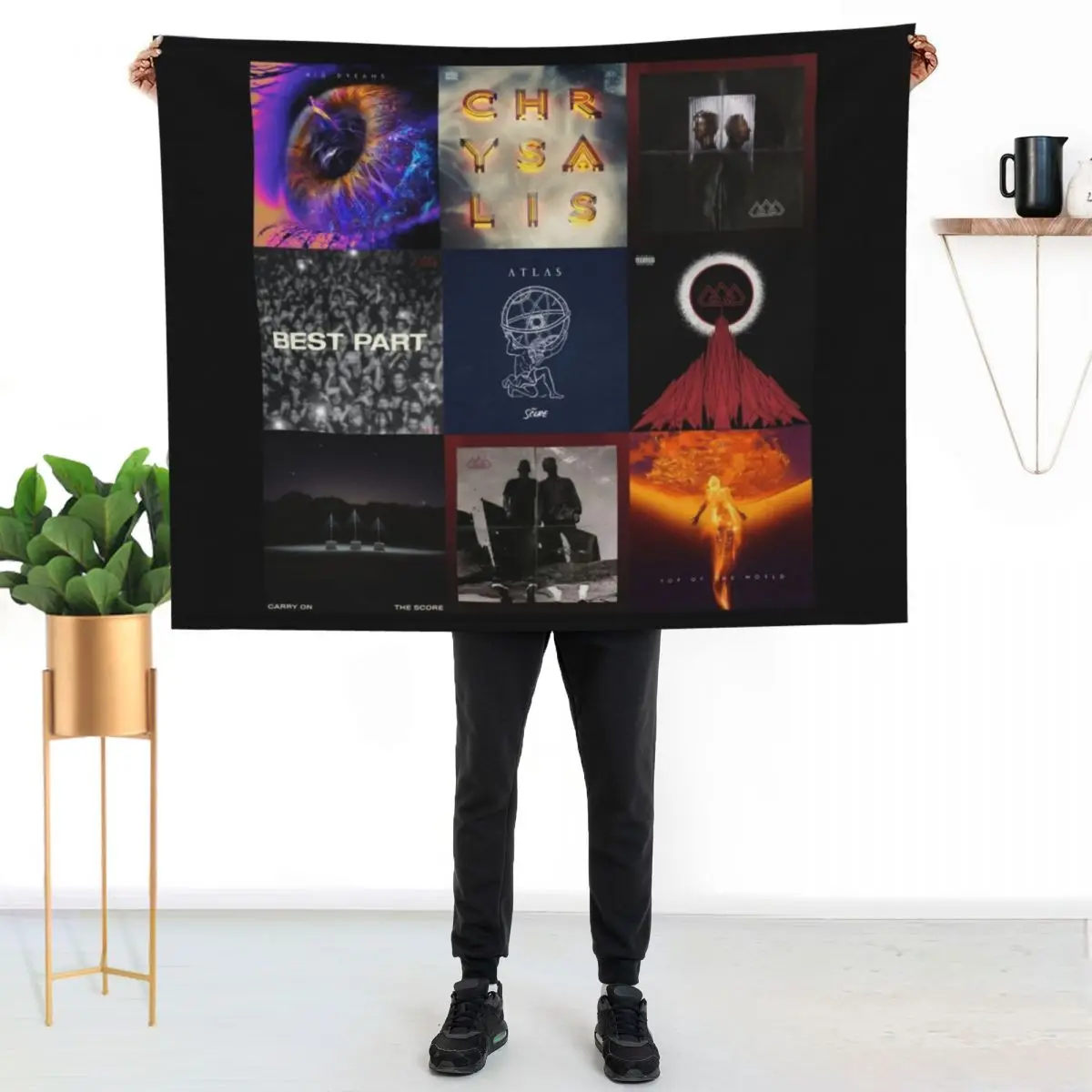The score all albums and popular singles and EPs Throw Blanket Hairys Sofa halloween Loose Vintage decorative Blankets