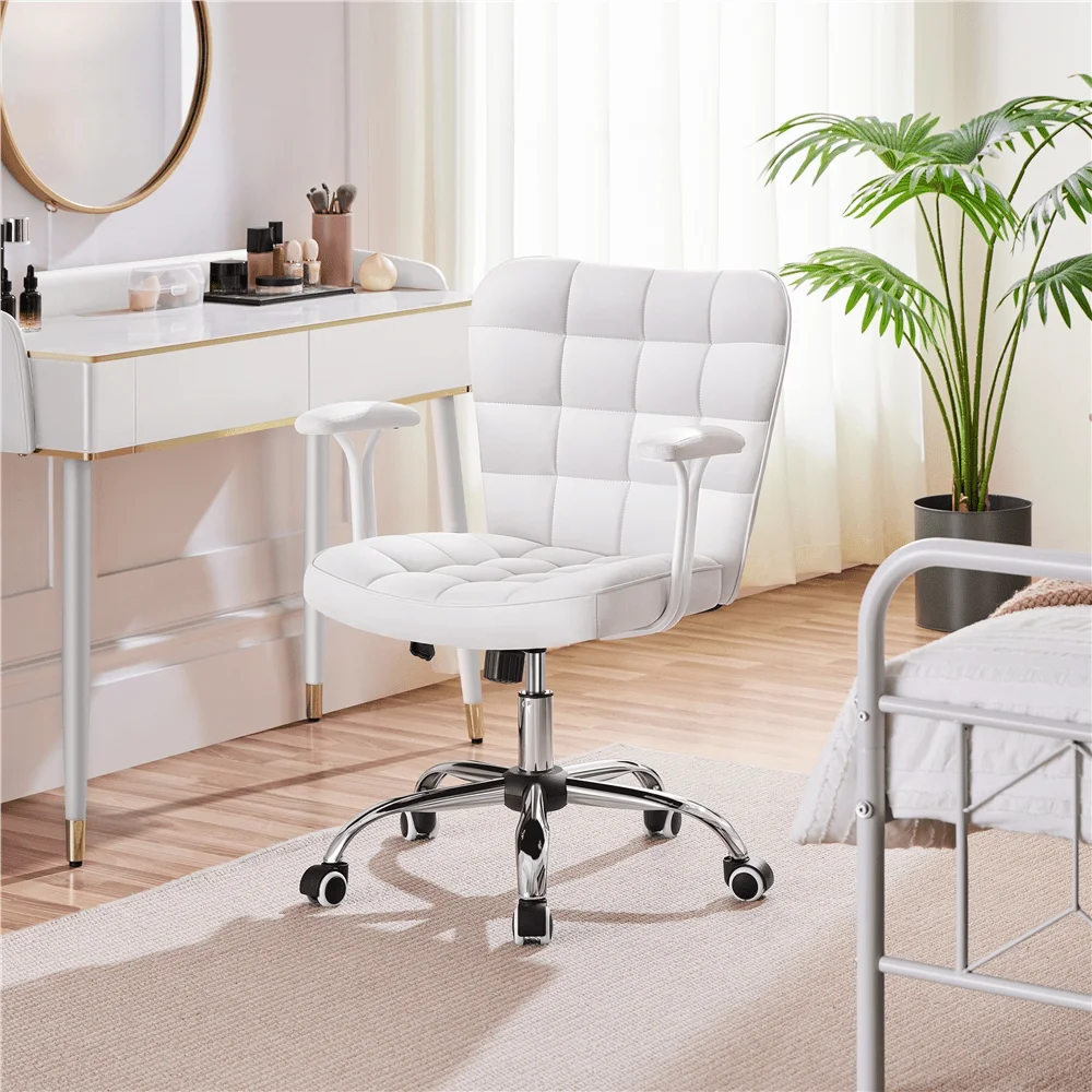 

1 PC Modern PU Leather Swivel Office Desk Chair With Detachable Arms, HeightAdjustable Tiltable Ergonomic Chair For Home Study,