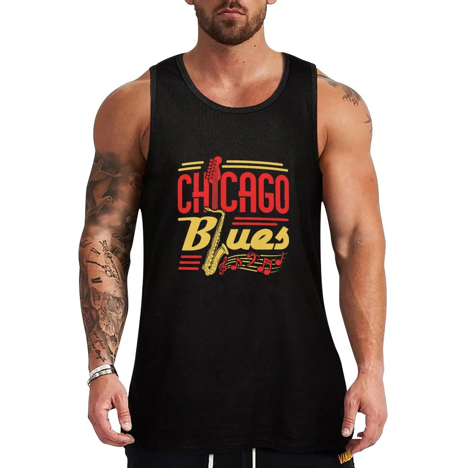 

Chicago Blues Tank Top sleeveless vests gym Gym wear gym clothes man