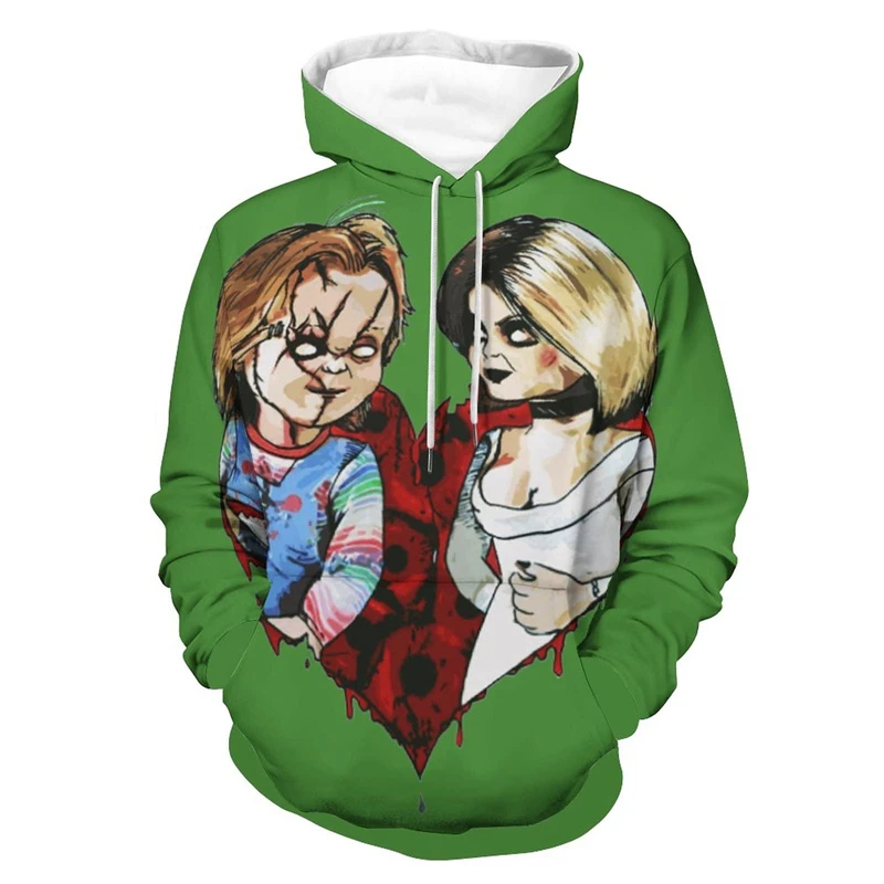 Newest Child\'s Play Chucky 3D Printed Oversized Hoodie Men Casual Hooded Sweatshirt American Horror Film Style Spring Streetwear