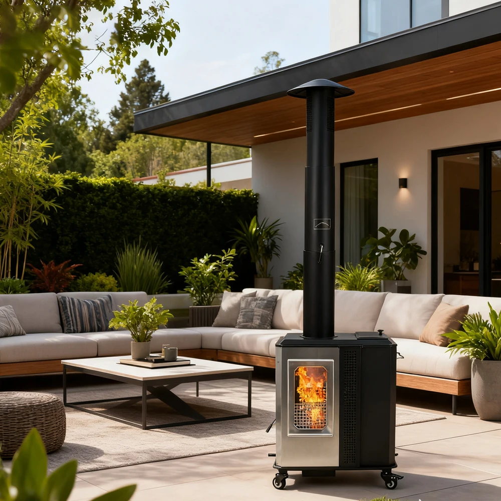 Portable Smokeless Outdoor Wood Pellet Patio Garden Heater Stove for Home Use Wood Burning Patio Smokeless Pellet Heaters