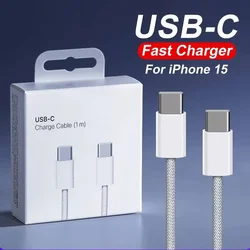 60W PD USB-C to C Fast Charger Cable For Apple iPhone 16 17E 17 Pro Max 15 Plus Type C Quick Charging Nylon Braided Cord 2m