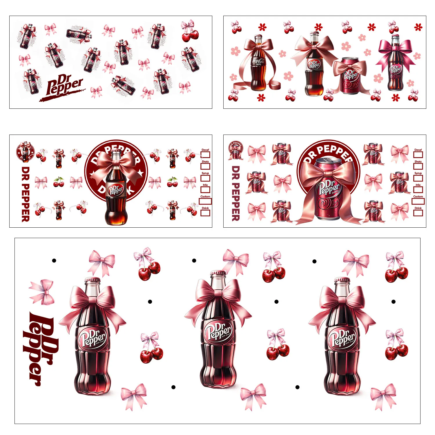 

1pcs 5pcs Adult soda beverage Series easy peel waterproof DIY Decals 3D transfers uvdtf stickers 16oz uv dtf cup wraps