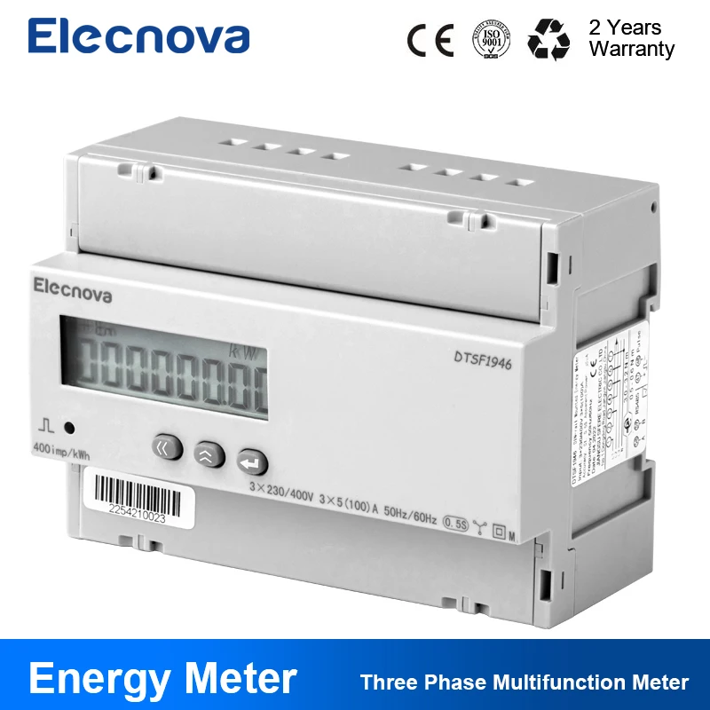 DIN Rail Power Energy Meter 3 Phase 4 Wire,RS485,Digital Electricity Consumption Monitor Multimeter Household,Industry DTSF1946