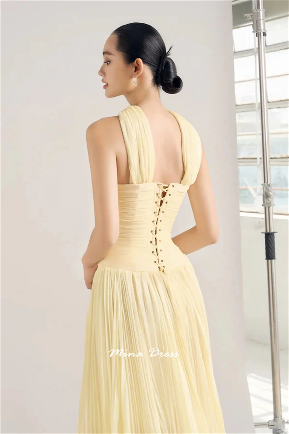 Mina Maßgeschneiderte Abendkleider mit Falten für Damen, elegante Partykleider 2025, Ferkelbrust, ärmellos, Schlitz, Abendkleid, Hochzeit, Gala