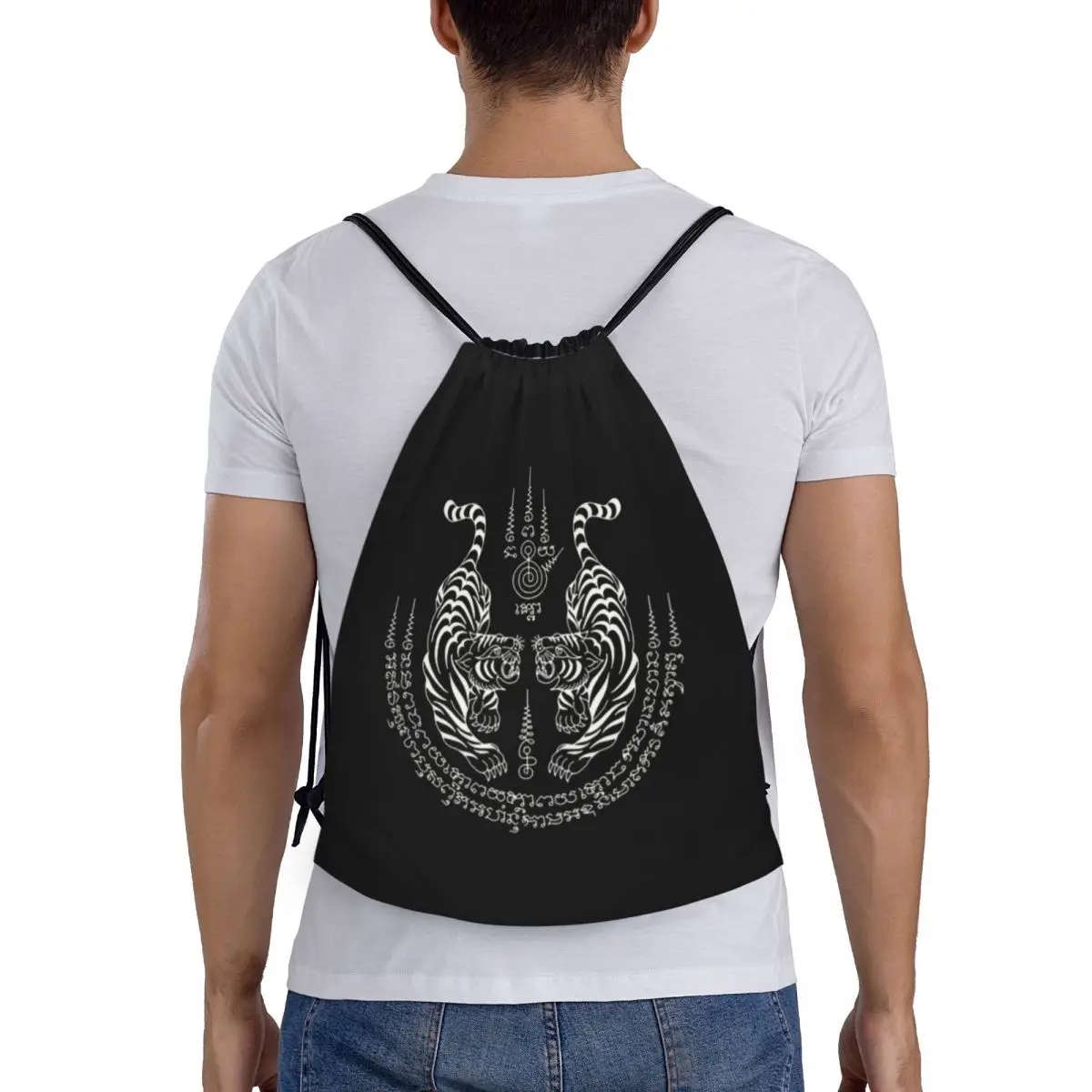 Sac à dos Twin Tiger Sak Yant Tattoo pour hommes et femmes, sac de sport de proximité, sac de sport thaïlandais, sac d'entraînement Muay Thai