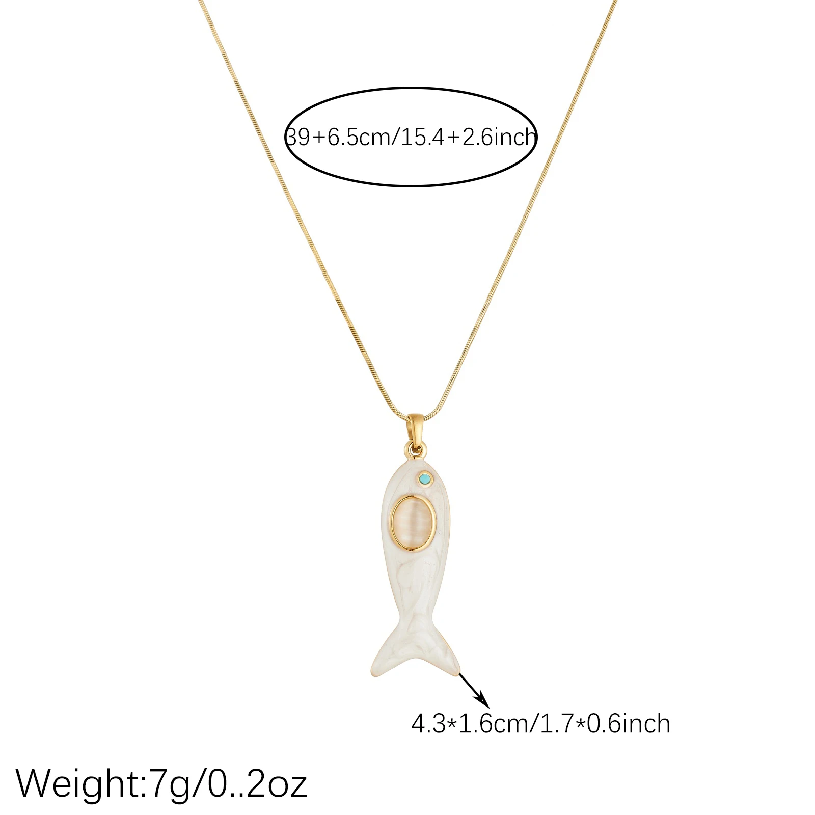 Stainless Steel White Glazed Enamel Fish Pendant Necklace For Women Classic Fashion Ocean Style Neck Chain Holiday view 2