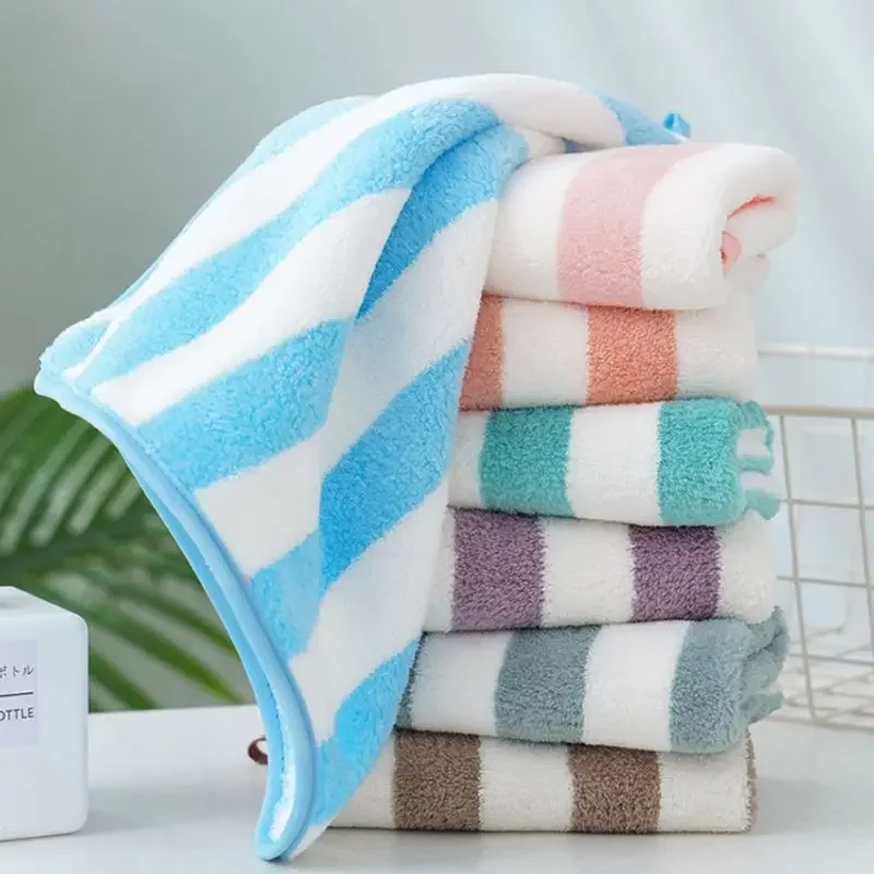 30*30CM Soft Skin Hand Wash Towels Gentle Absorbent Polyester Stripe Face Wash Towels Skin-Friendly Perfect for Bathroom Travel