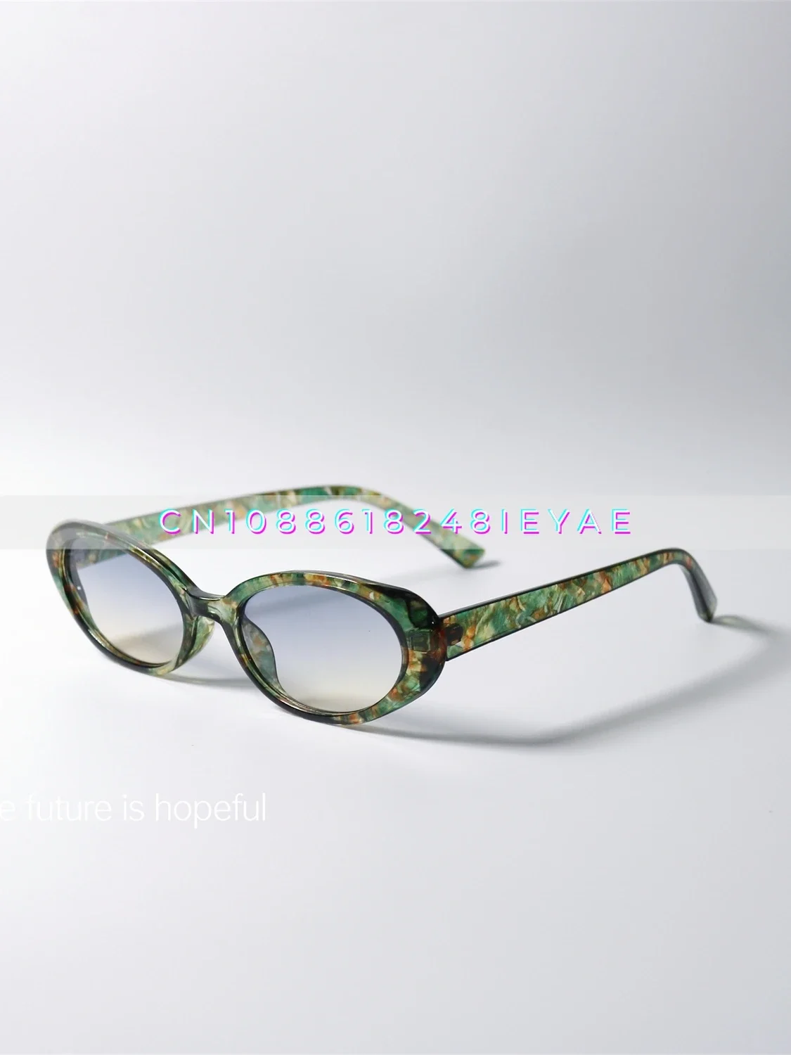 Niche Oval Floral Frame Sunglasses Uv400 Anti-ultraviolet Radiation Narrow Frame Tide Sunglasses