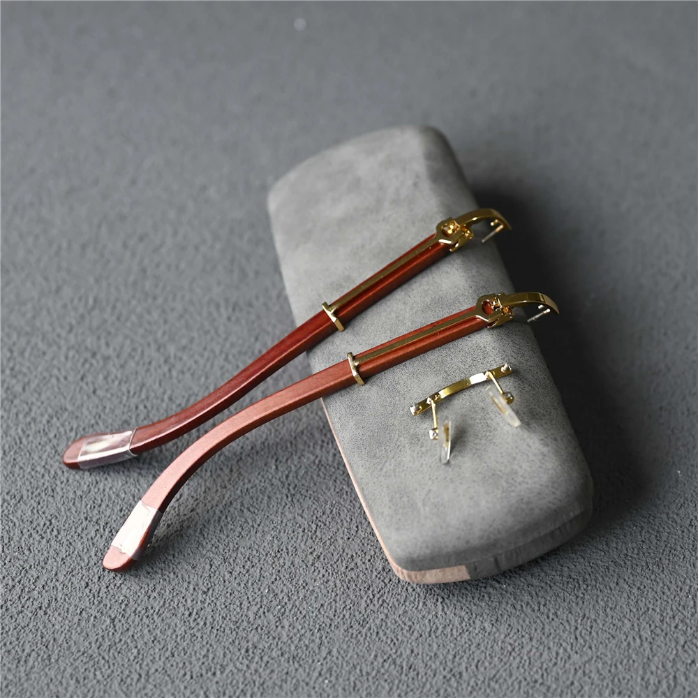 Cubojue Rimless Eyeglasses Frame Male Women Real Wood Hand Gold Silver Glasses Men Spectacles for Prescription Fashion