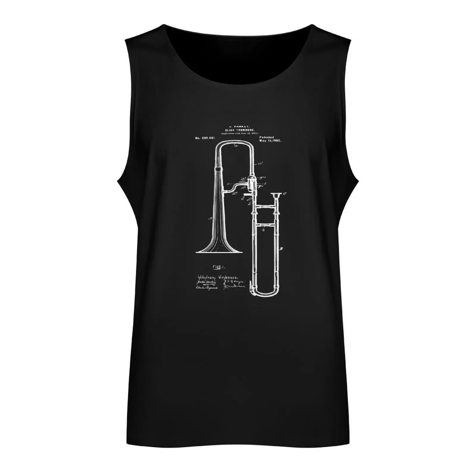 1902 Slide Trombone Patent Drawing Tank Top gym clothes man man vest