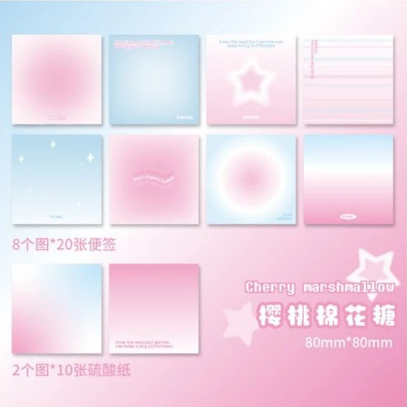 80*80mm Aesthetic Fruit Marshmallow Gradient Color Memo Pad Portable Cute Pocket Notebook for Girl To-do List Planner(180 Pages)