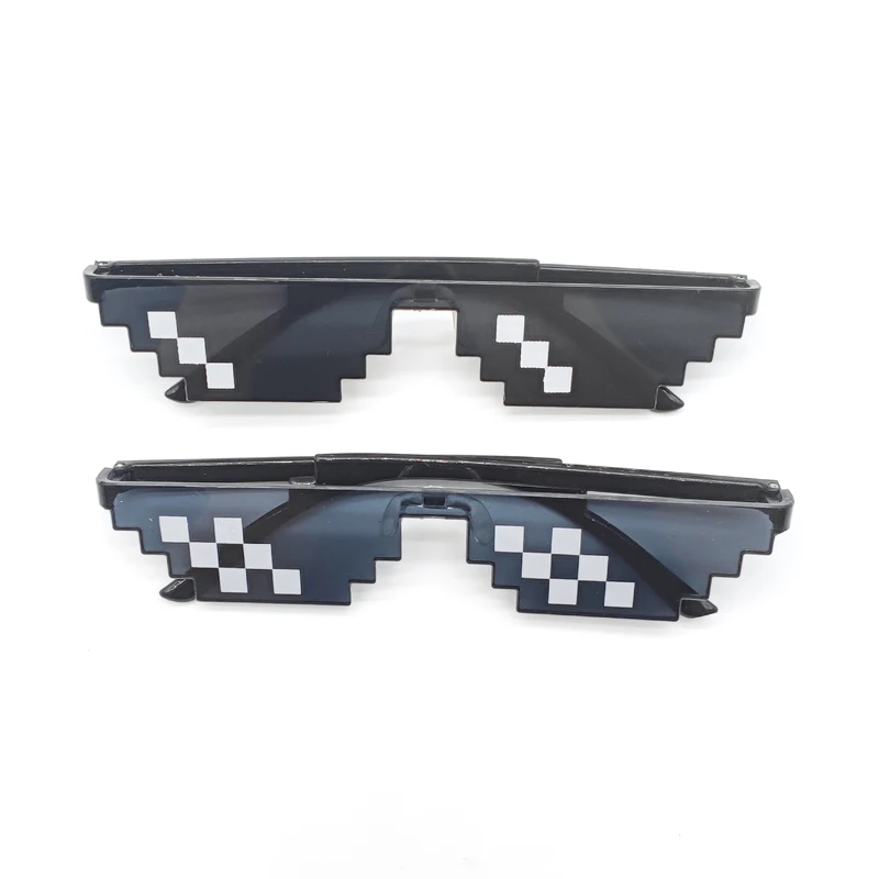 NEW Design Funny Mosaic Sunglasses Thug Life Sun Glasses Pixel Black Retro Gamer Robot Sunglasses Birthday Party Cosplay Favors