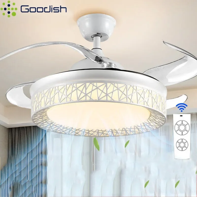 Modern Minimalist Nordic Strong Wind with Focus LED Ceiling Fan Art Creative Lamps for Living Room Home Decoration Chandeliers