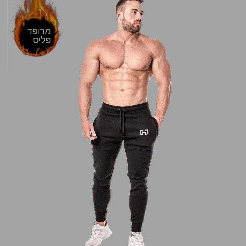 

Men's Muscle Fitness Training Pants Running Sports Trousers Straight Leg Tight Fit Printed Waist Cord mid Waist Sporty
