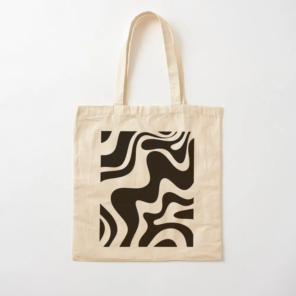 

Retro Liquid Swirl Abstract Pattern Square Black and White Tote Bag supermarket folding bag Women bags hand bags Canvas Tote Bag