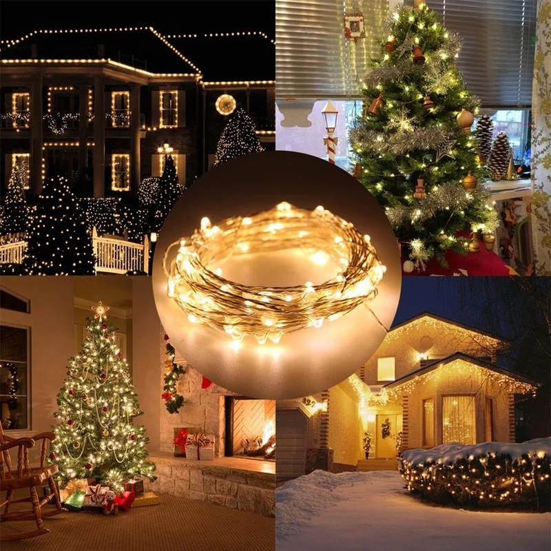 1M 2M 5M 10M Copper Wire LED String Lights Battery Operate Holiday Lighting for Christmas Wedding Party Decoration