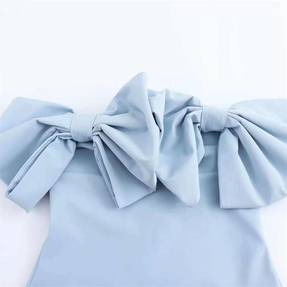 Robe mi-longue sans bretelles pour femmes, nouvelle mode d'automne, décoration avec nœud Sexy, couleur unie, amincissante