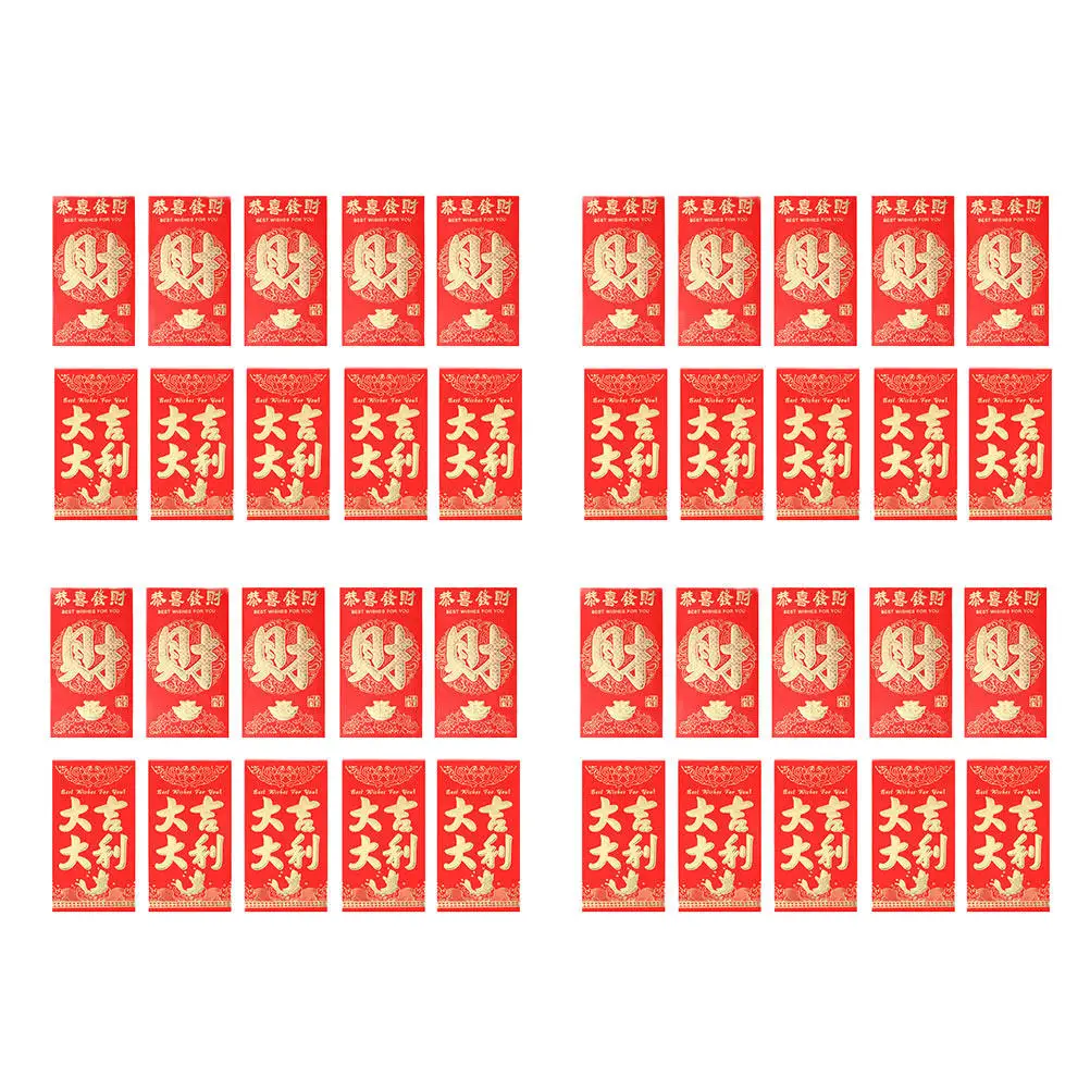 

120Pcs Festive Gold Foil Red Packets Clear Printed Patterns Chinese Style Red Envelopes for New Year and Gift Celebrations