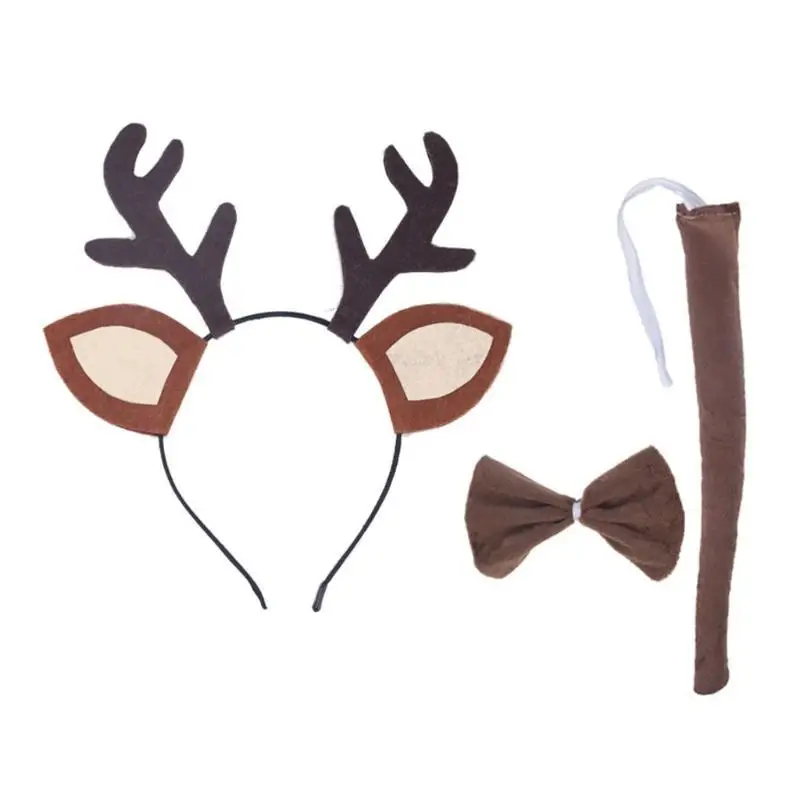 

39BB костюм оленя, аксессуары для рождественской вечеринки, плюшевая повязка на голову с рогами северного оленя, платье-пачка,