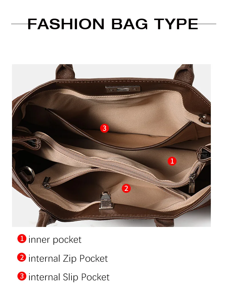 Damen Wildleder- & Leder-Tragetasche, Henkeltasche mit Silber-Verschluss, Damen-Umhängetasche Ideal für Arbeit & Alltag – Detail 5
