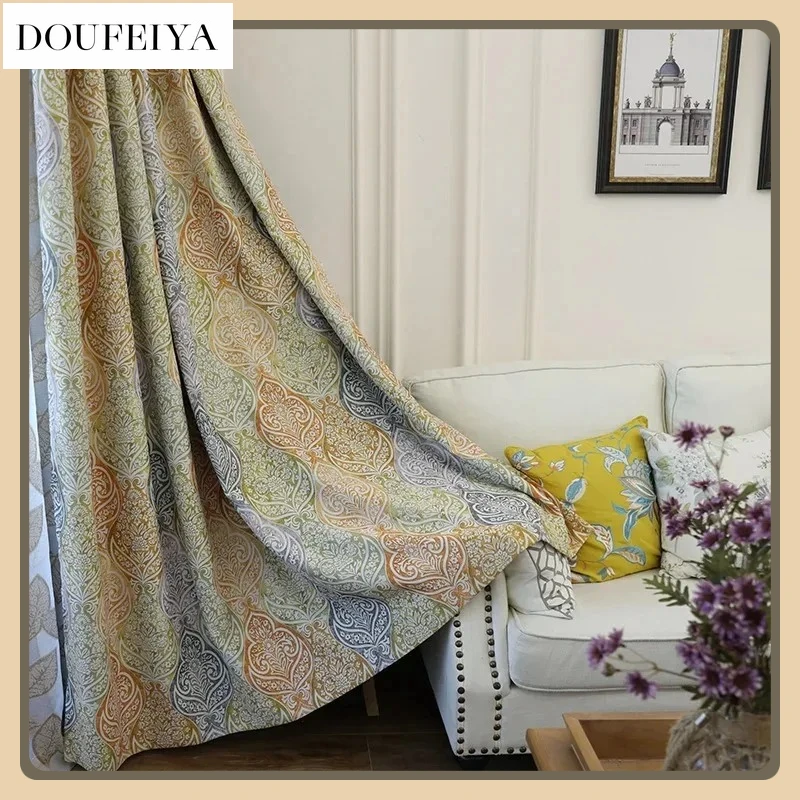

Luxury Vintage Printed Curtains for Living Room Bedroom Baroque Windows Blackout Curtain European Modern Fashion Simple Decor