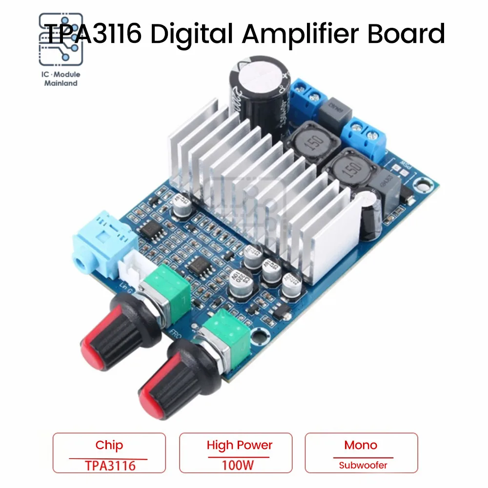 

TPA3116 Subwoofer Amplifier Board TPA3116 Digital Amplifier Board 100W Bass Output DC12-24V