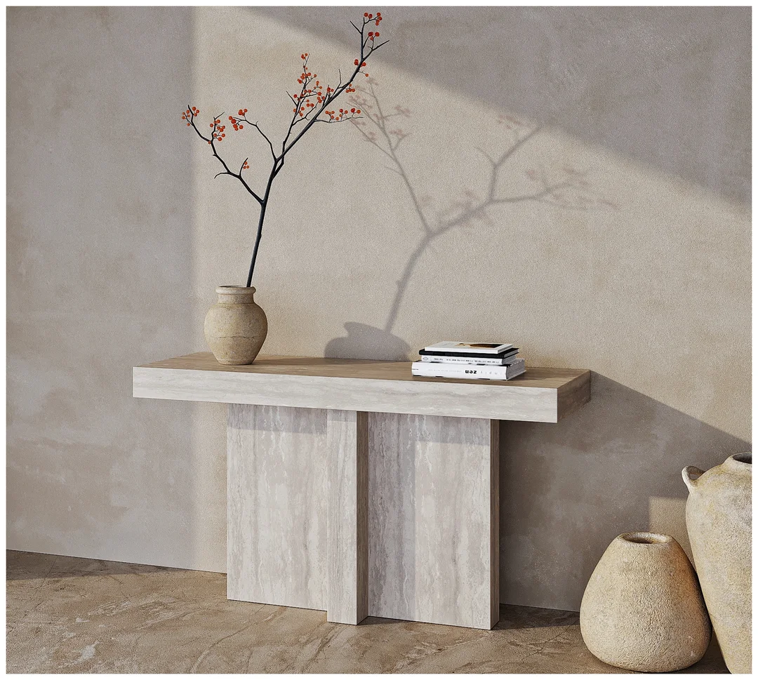 Travertine Decorative Home Furniture, Simple Design Console Table Modern, Travertine Console Table