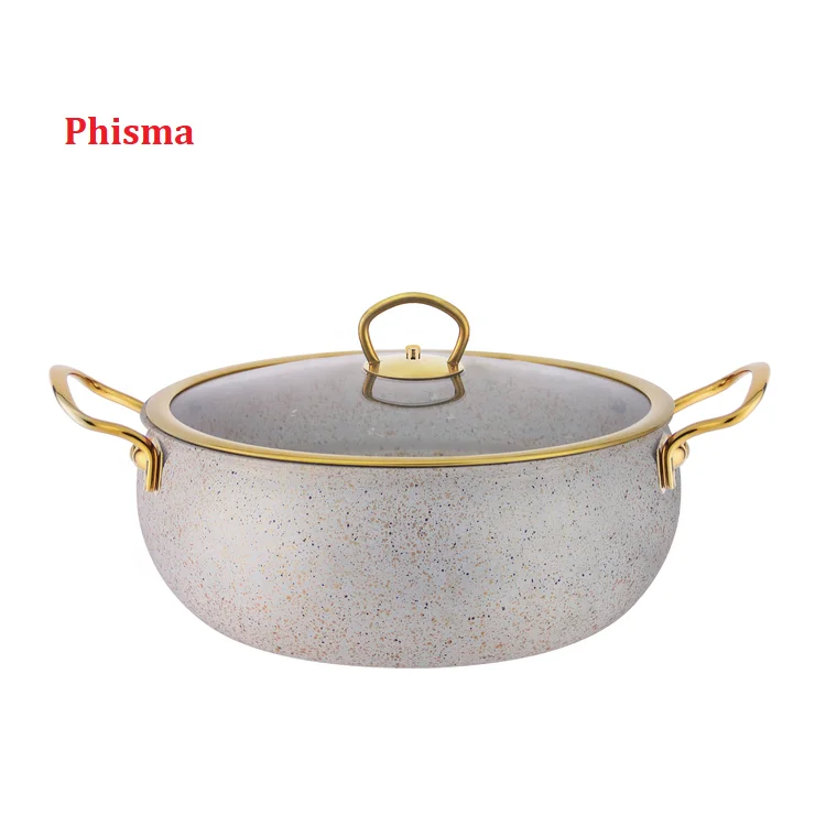 Phisma Cheap But High Quality 9Pcs Press Alumminum Cookware Sets Pots Granite Coating S/S Long Handle Cooking Pot Fry Pan